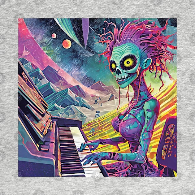 Alien Woman Playing the Piano by Rosey Elisabeth